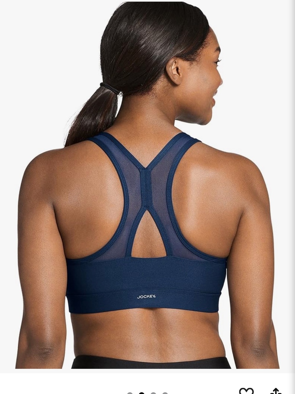 Jockey High Impact Sports Bra w/Mesh Back, Zip Front in Navy - Picture 2 of 10